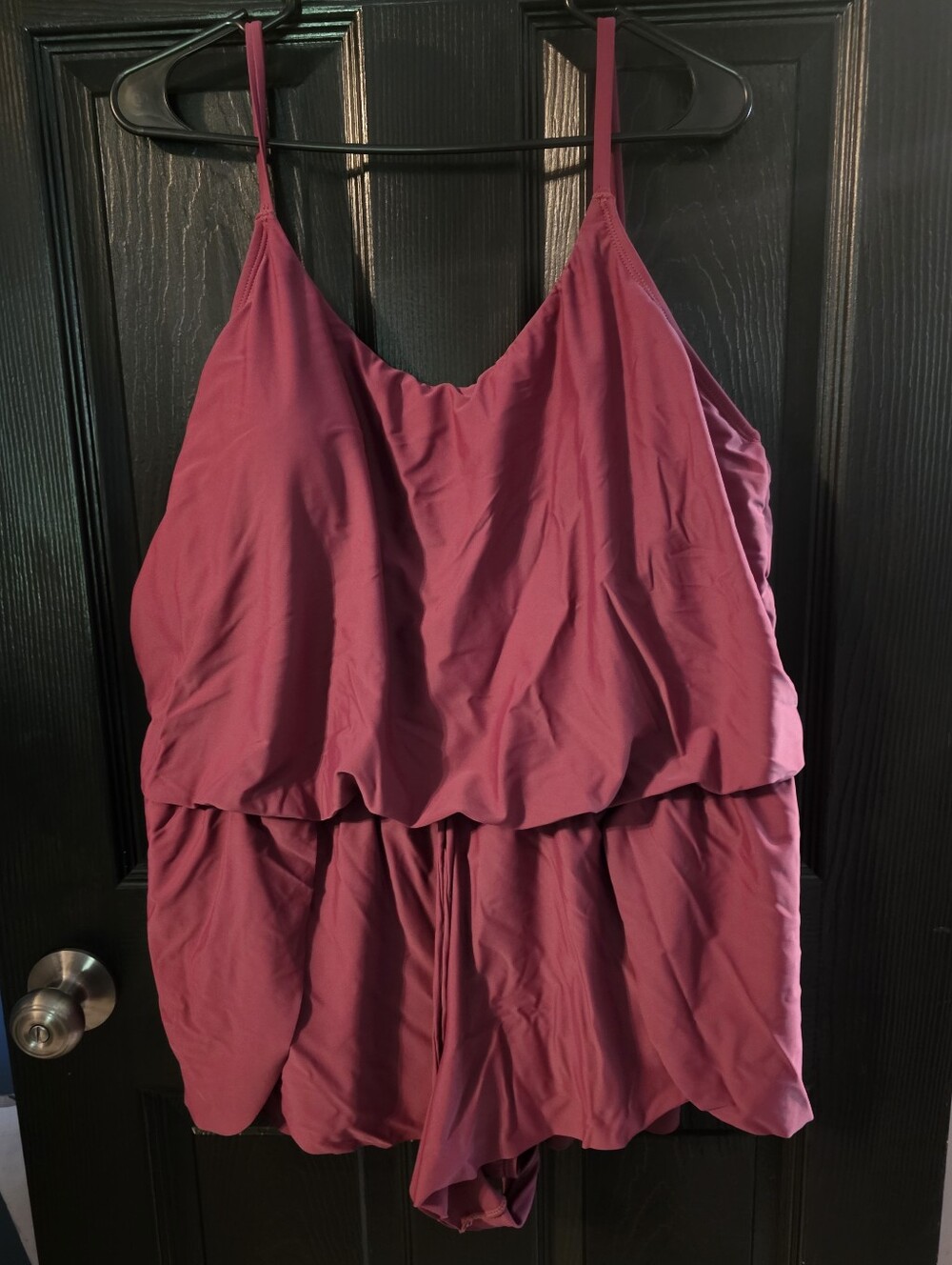 Wine Colored Romper Style Bathing Suit